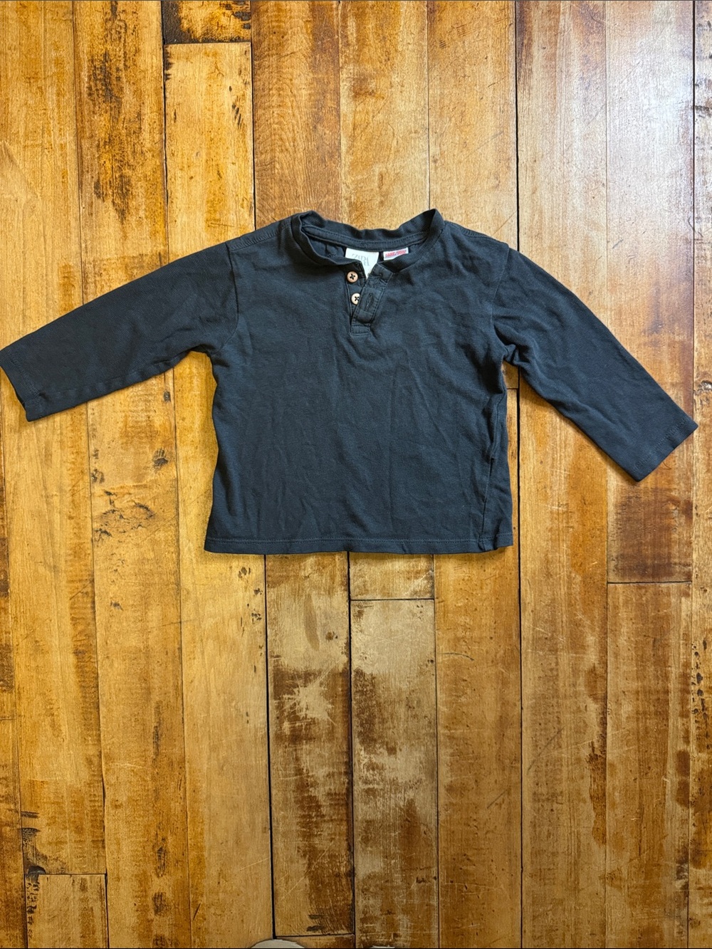 Zara long sleeve shirt gray size 12 to 18 months henley cotton unisex neutral